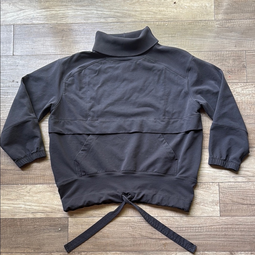 Lululemon La Packable Pullover-to-Pillow Black Cowl Neck Sweater with Belted Hem